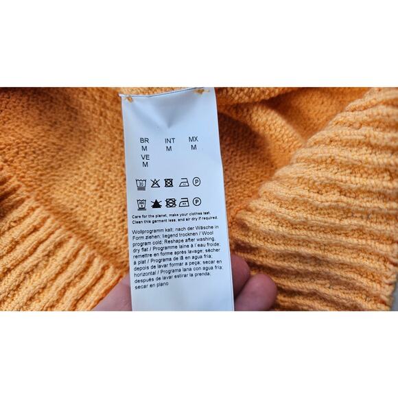 Hugo boss womens oversized slub orange knit heavy sweater EUC sz M preppy 90s - Picture 6 of 8